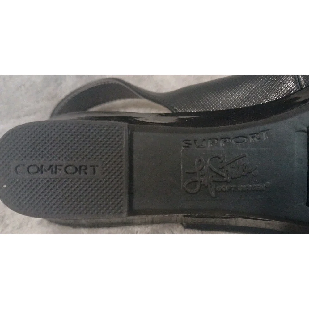 Life Stride Womens Dress Shoes‎ 8 1/2M Jean Black Slingback Wedge Heels